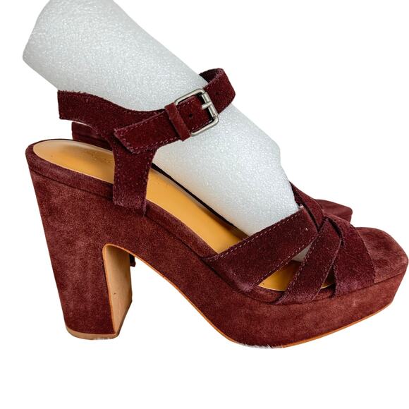 SPLENDID PIPER SUEDE PLATFORM BLOCK HEEL SANDAL IN RAISIN NWOB SIZE 6.5M - Picture 8 of 14